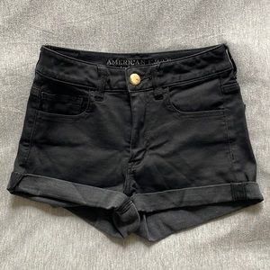 American Eagle Black Super Super Stretch Hi-Rise Shortie Shorts Size 4